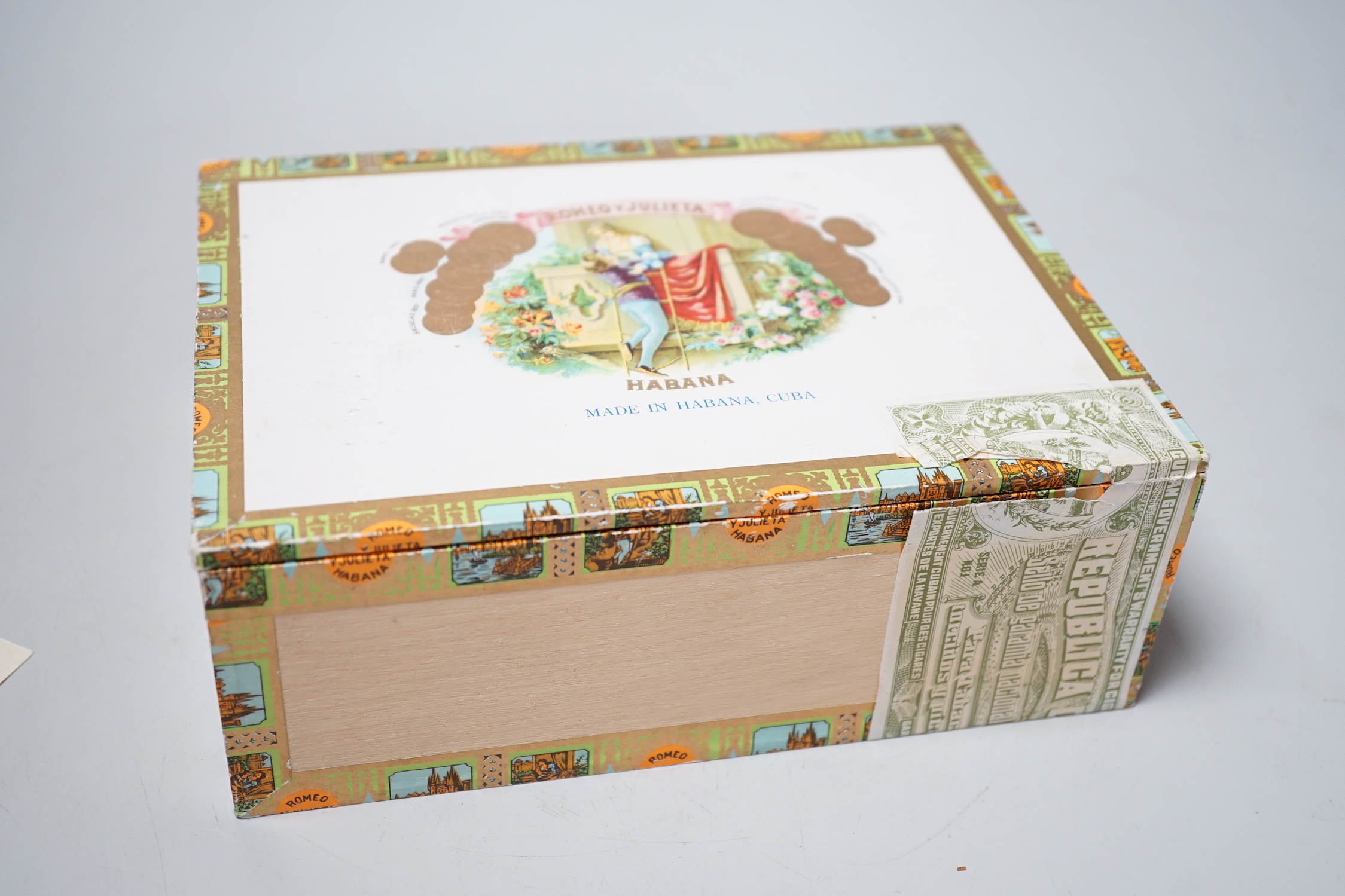 An incomplete Box of Romeo Y Julieta cigars